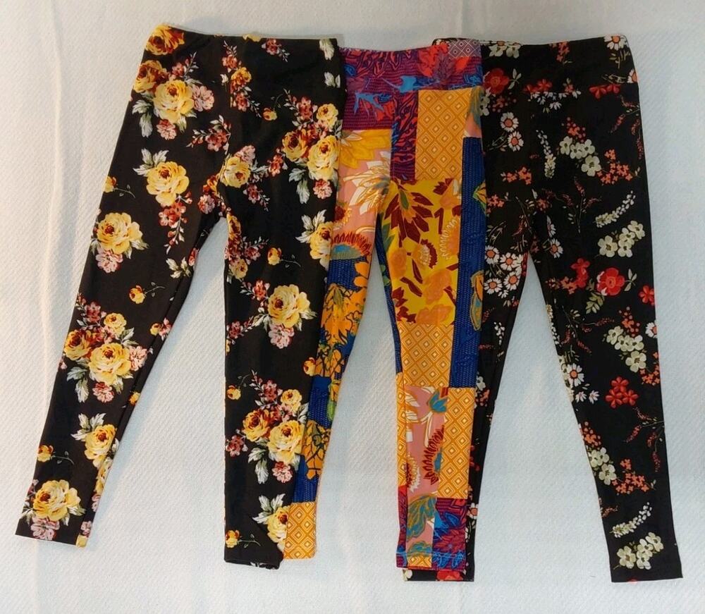 LuLaRoe Kids S/M Multicolor High-Waist Ankle Leggings 3 Pack #K14
